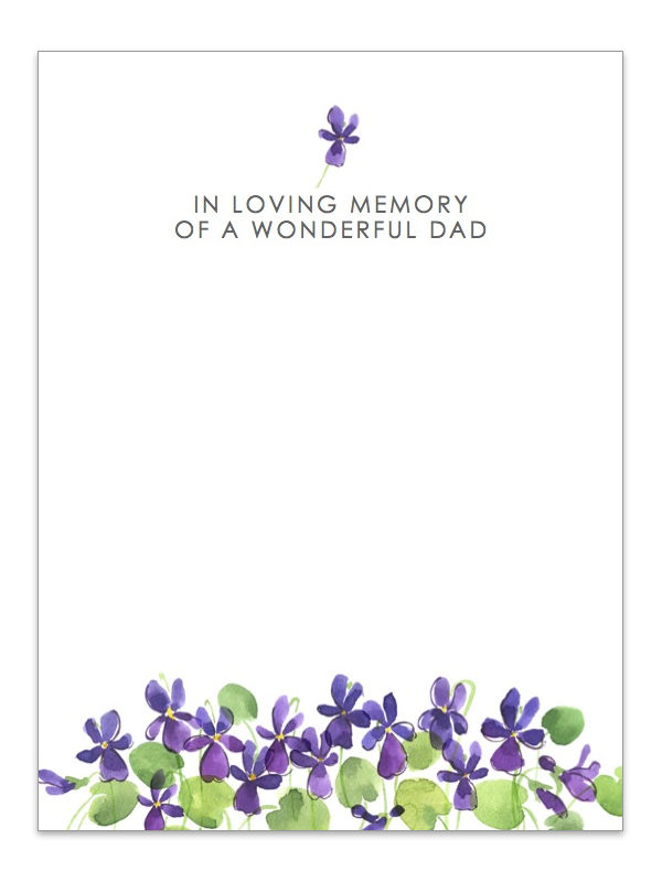 In Loving Memory of a Wonderful Dad Violets - Heavenly Floral Cards