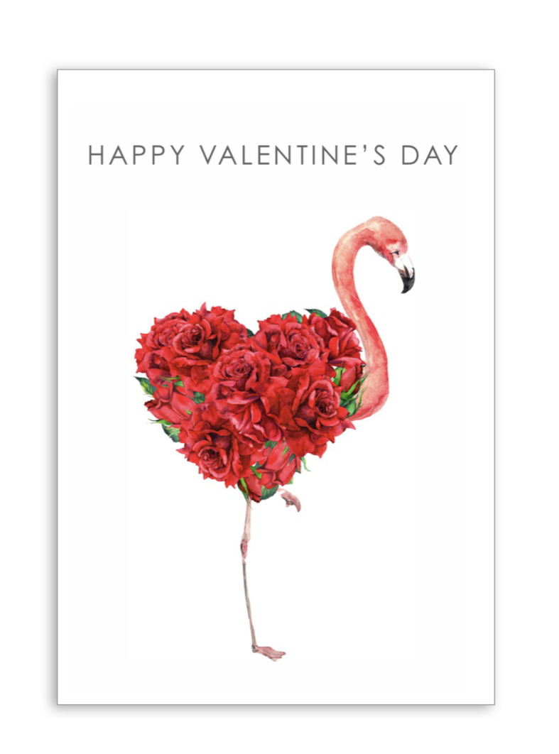 Happy Valentine’s Day Flamingo - Heavenly Floral Cards