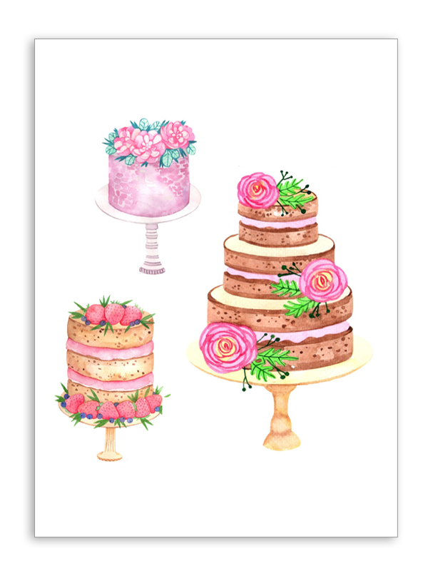 Three pink cakes