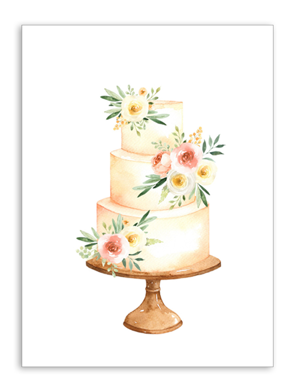 Wedding cake with peach flowers on top