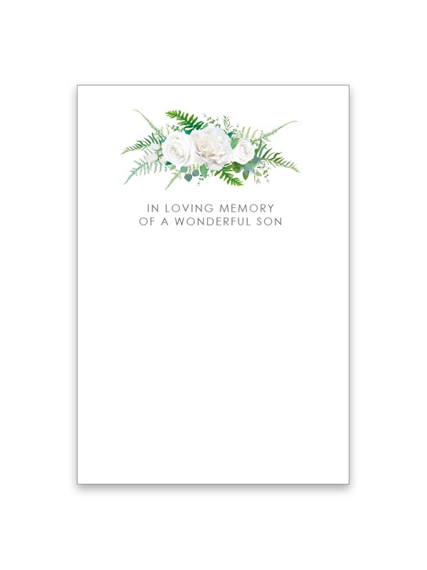 In Loving Memory of a Wonderful Son White
